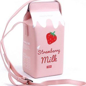 Strawberry Milk Box Womens Shoulder Bag Cross Body Purse
